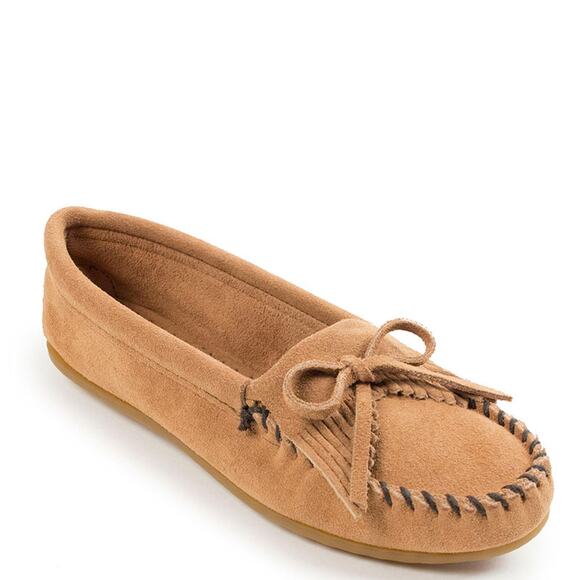 Minnetonka 407T Suede Fringe Moccasins Caramel Brown Women’s 8.5 - Picture 1 of 12
